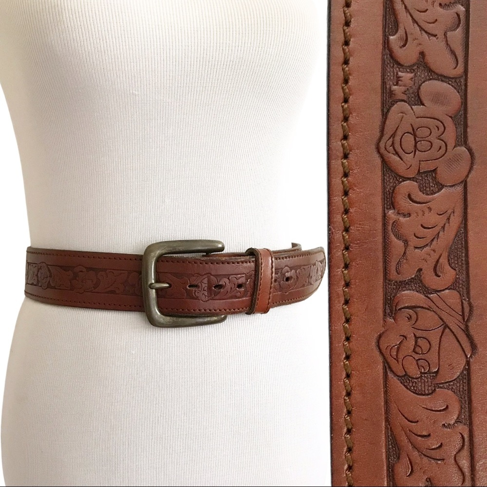 Walt Disney Tooled Leather Belt Disney Characters